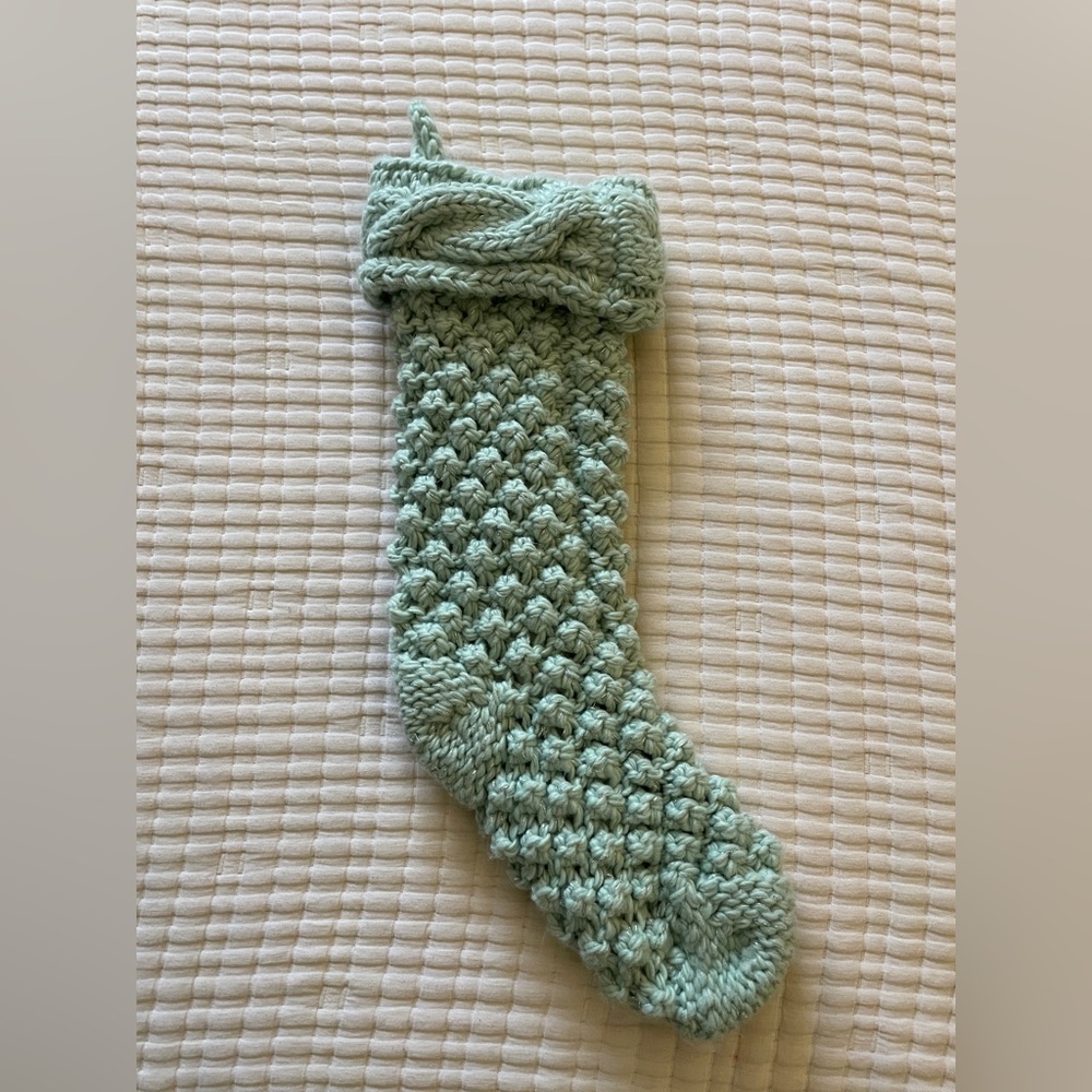 Anthropologie x Madison 88 Knit Christmas Stocking - Mint Silver // Retail $50